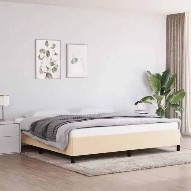 Struttura Letto Design Mania in Tessuto Beige L 200 x P 200 cm – 1