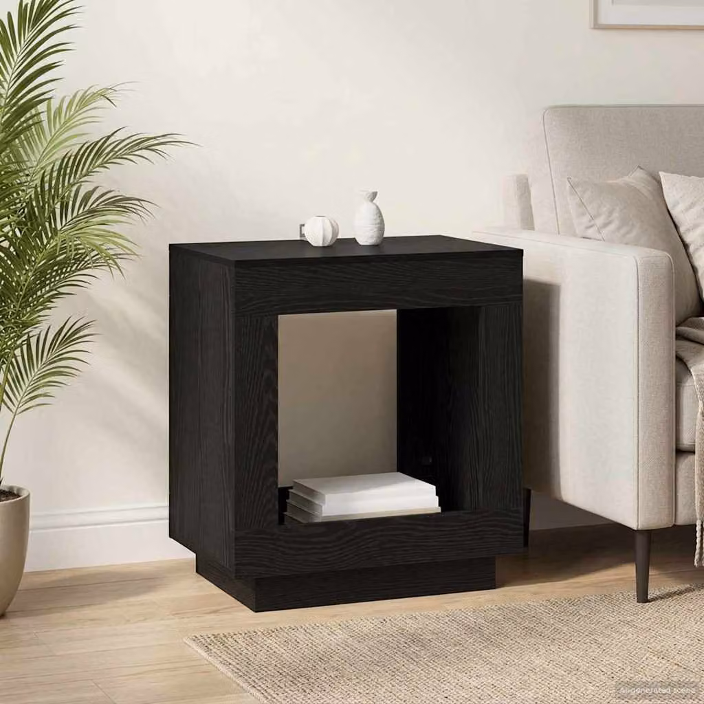 vidaXL Tavolo laterale moderno in MDF laminato nero L: 60 cm, P: 40 cm, H: 65 cm