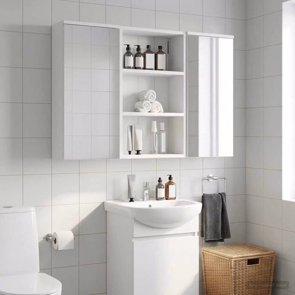 Armadio da bagno a muro moderno vidaXL Bianco L: 40 cm, P: 16 cm, H: 62,5 cm