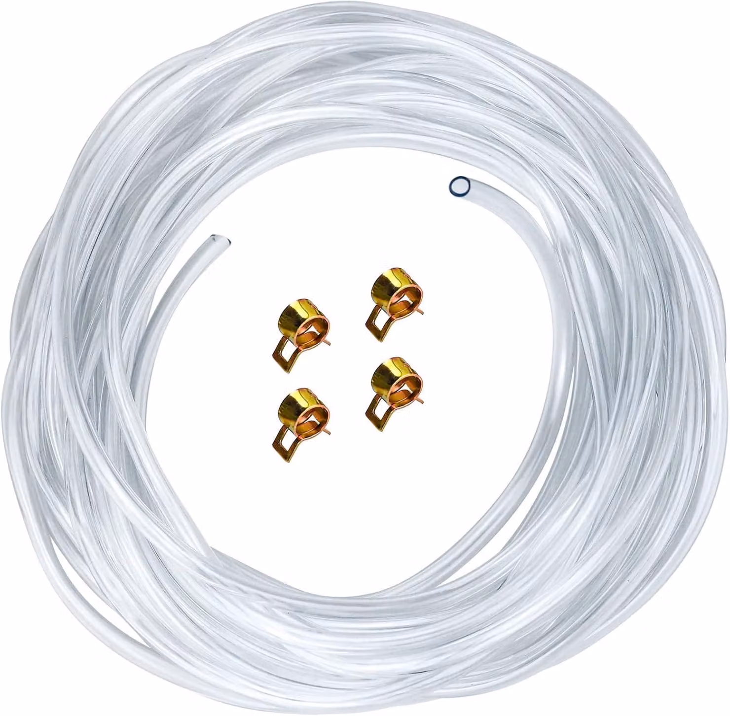 Tubo in PVC, 10 metri, tubo per benzina, 4 mm x 6 mm, con 4 fascette per tubo dell'acqua, tubo dell'aria, tubo dell'olio, tubo del carburante, tubo per benzina, trasparente