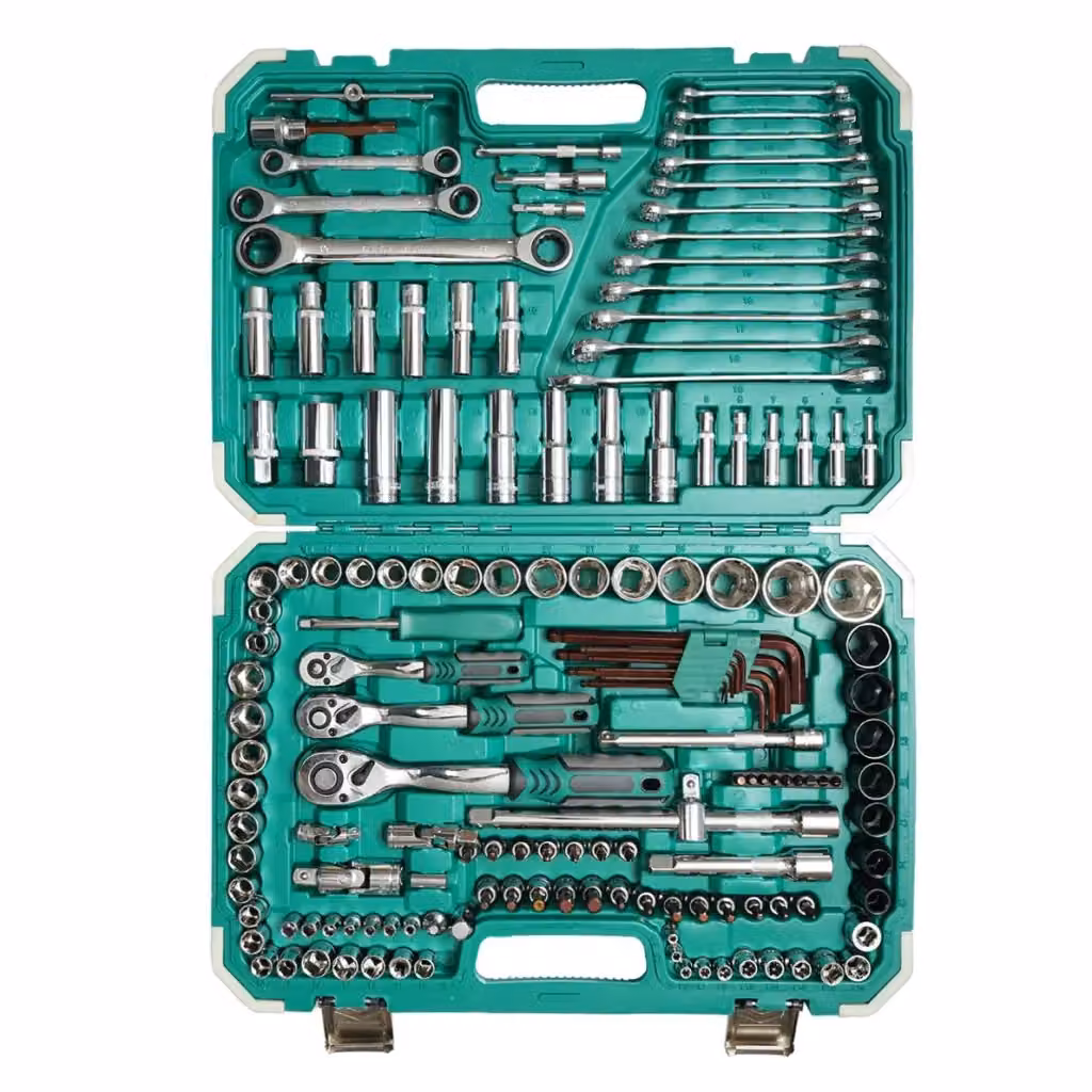 Set di 151 pezzi di bussole esagonali, bussole lunghe, anelli a cricchetto, punte e chiavi a brugola Breckner Germany colore argento – 2