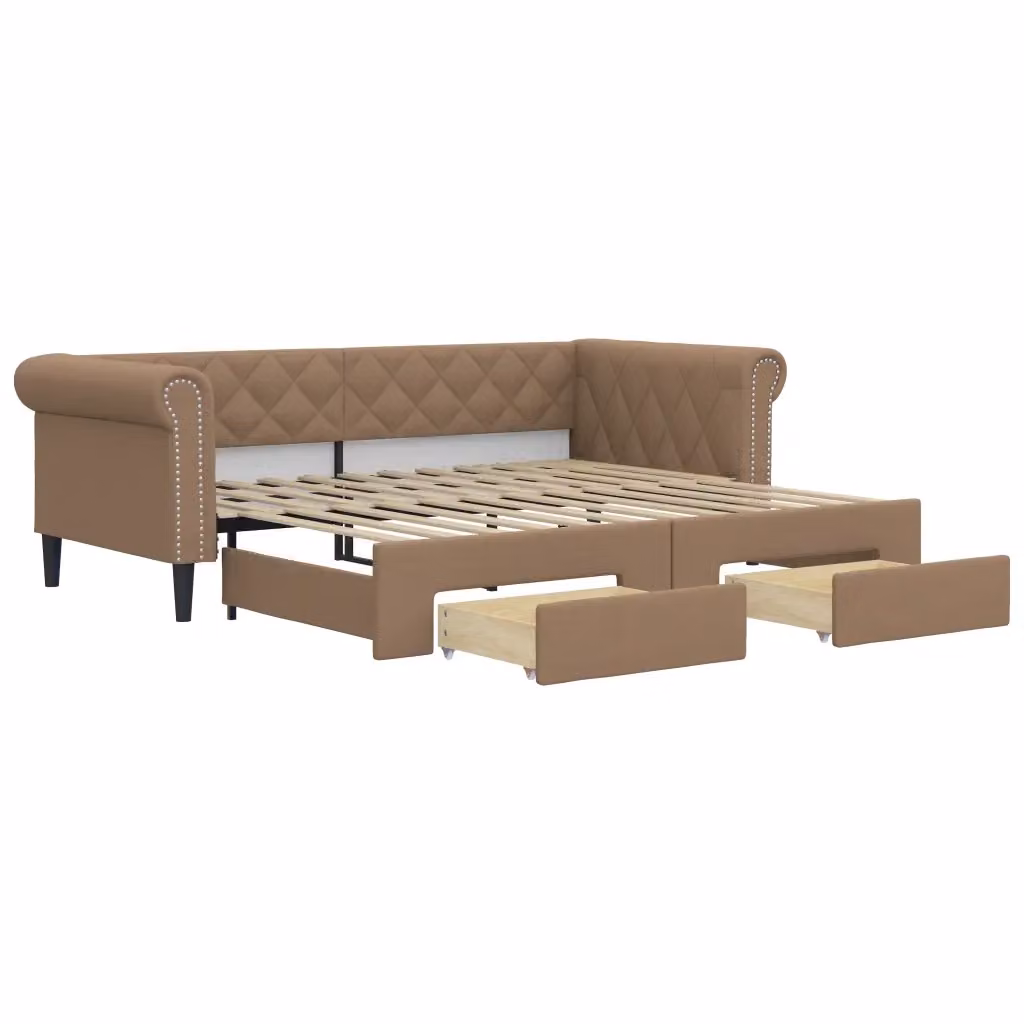Divano Letto Estraibile con Cassetti in Similpelle Colore Cappuccino vidaXL – 2