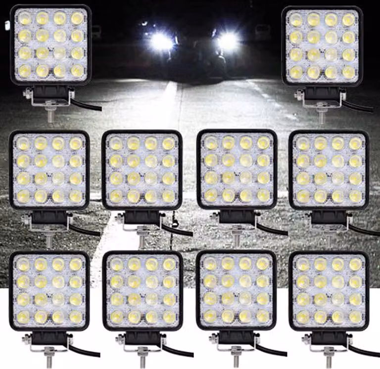 Greenmigo 10x 48W LED fari da lavoro 4320LM fari ausiliari LED fari IP67 offroad impermeabile proiettori 12V 24V [classe energetica A+++]