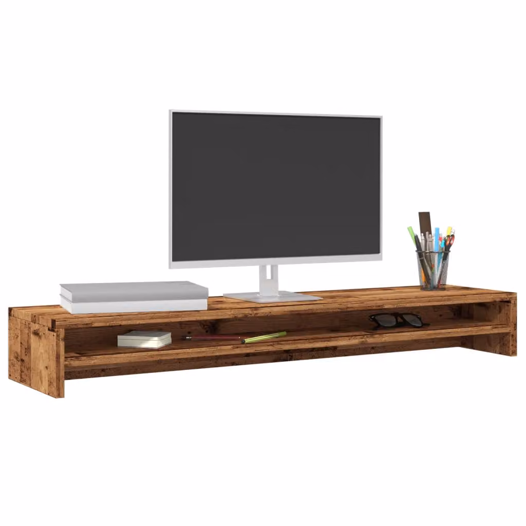 Supporto per Monitor vidaXL in Legno Multistrato Marrone Antico L 100 cm x P 24 cm x H 13 cm