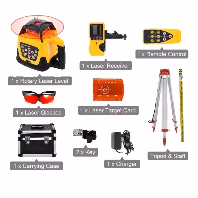Livella laser, rotazione di 360 gradi, ampio campo di misura, raggio giallo Kit 1