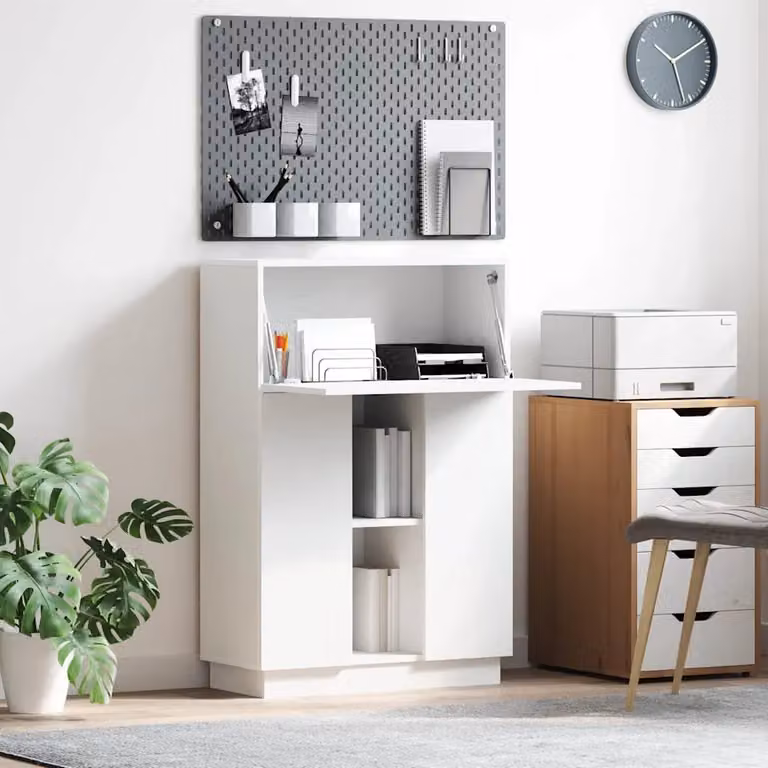 Scrivania moderna vidaXL in legno MDF bianco e marrone L: 71,5 cm, P: 31,5 cm, H: 106,5 cm