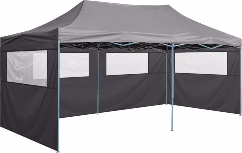 Gazebo Pieghevole con 4 Pareti 3x6m Acciaio Antracite