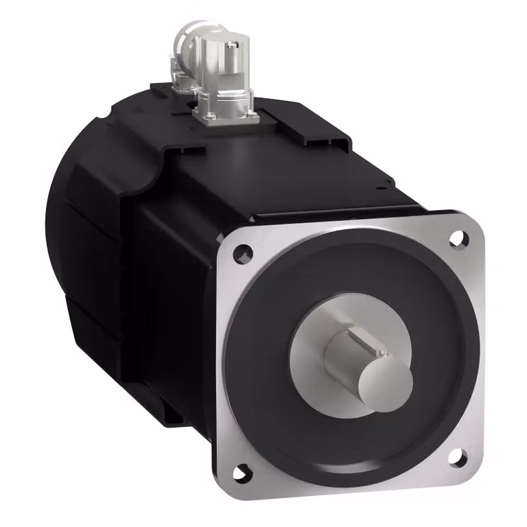 Servomotore Schneider Electric, Lexium BMH, 190 mm, 100 Nm, chiavetta, IP65, multigiro 128 P/U, M40+M23 ad angolo, freno, ventola BMH1904P32F2B
