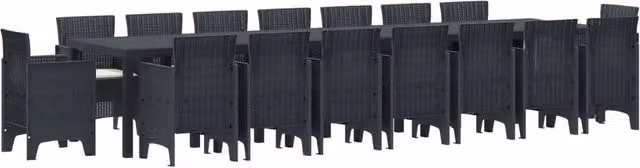 Set da pranzo da giardino vidaXL in rattan antracite con 17 pezzi e cuscini – 2