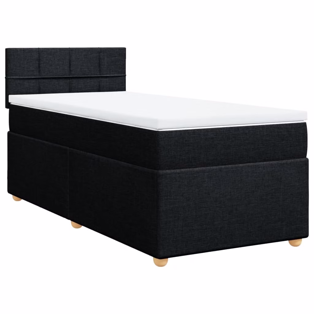 Giroletto a Molle con Materasso Nero 100x200 cm in Tessuto