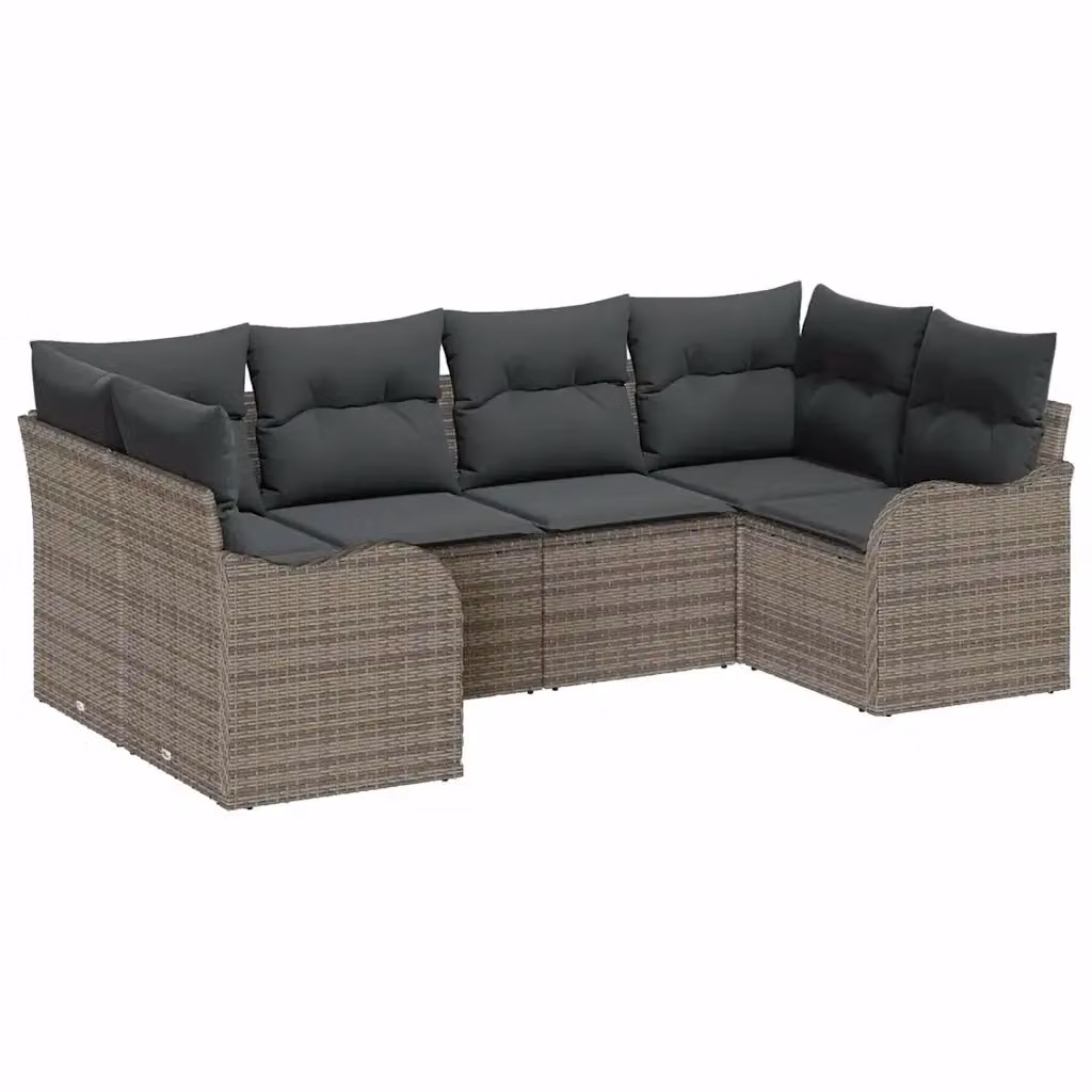 Set Divano da Giardino a L vidaXL 6 pz Grigio con Cuscini in Rattan e Metallo – 2
