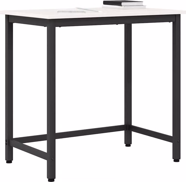 tavolo Bianco 80 x 50 x 77 cm Legno ingegnerizzato e acciaio