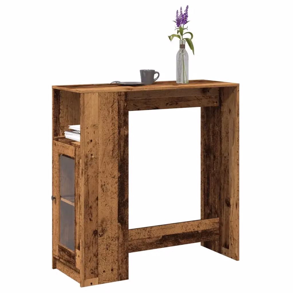Tavolo Bar con Rastrelliera Design In in Legno Multistrato Colore Marrone L: 101 cm, P: 40 cm, H: 103,5 cm – 2