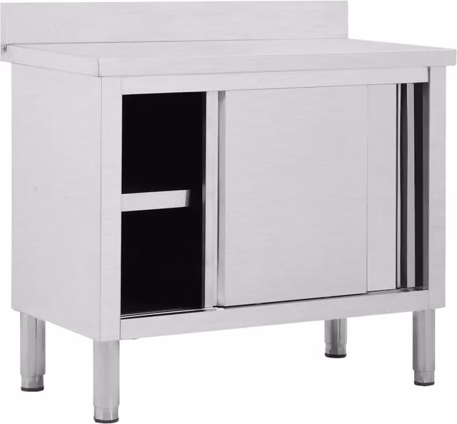Banco da Lavoro con Ante Scorrevoli 100x50x(95-97)cm in Acciaio 51050