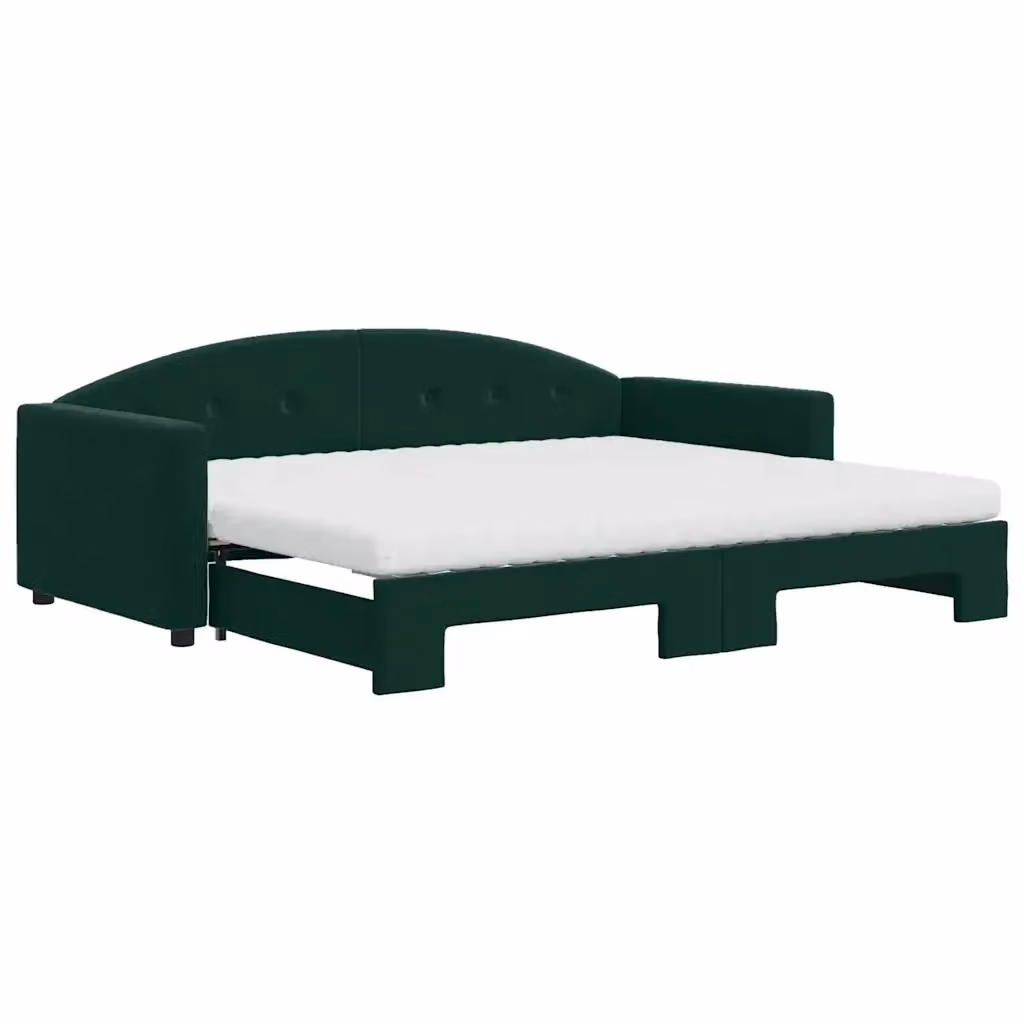 Divano Letto Estraibile vidaXL in Velluto Verde con Cassetto per Soggiorno e Camera da Letto L/P/H: 90 x 200 cm – 2