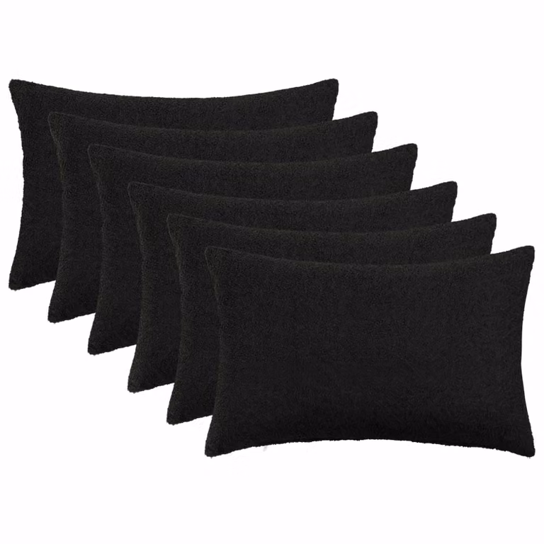 Set di 6 federe vidaXL HEERLEN in tessuto bouclé nero, L 50 cm x P 75 cm