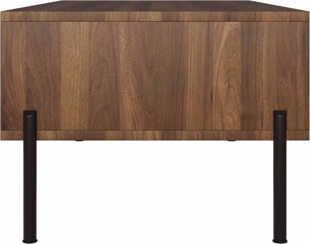 Tavolino da Caffè con 2 Cassetti Ondulati; Stile Vintage; in MDF e Pannello Truciolare; 105×55×41 cm; Naturale