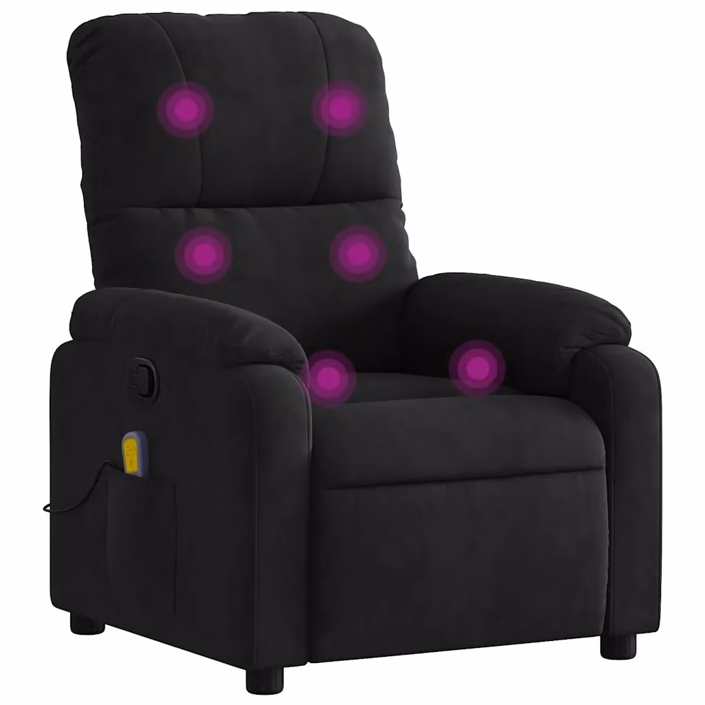 Poltrona reclinabile relax vidaXL in microfibra nera con braccioli per soggiorno – 2
