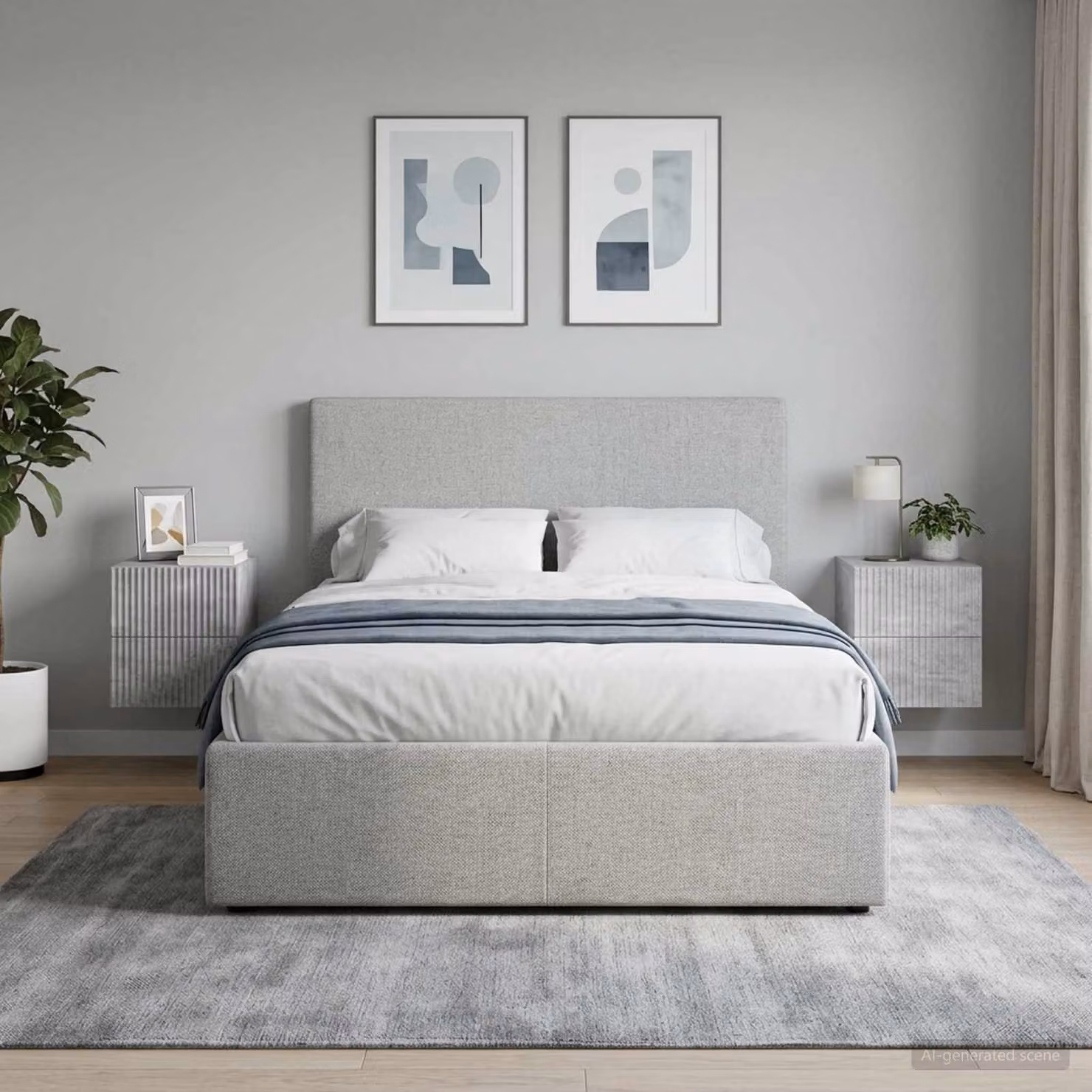 Set di 2 comodini sospesi vidaXL in stile moderno, colore grigio cemento, L 33 cm x P 34,5 cm x H 40 cm