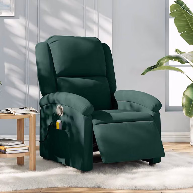 vidaXL Poltrona Massaggiante Reclinabile Elettrica in Velluto Verde