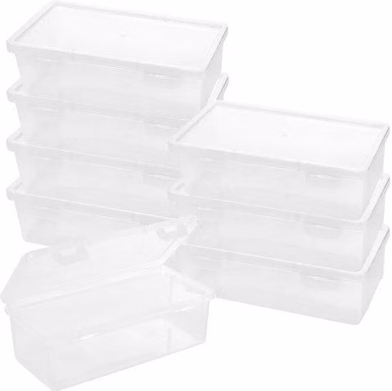 Scatola trasparente in plastica per matite 19x9x6 cm con coperchio