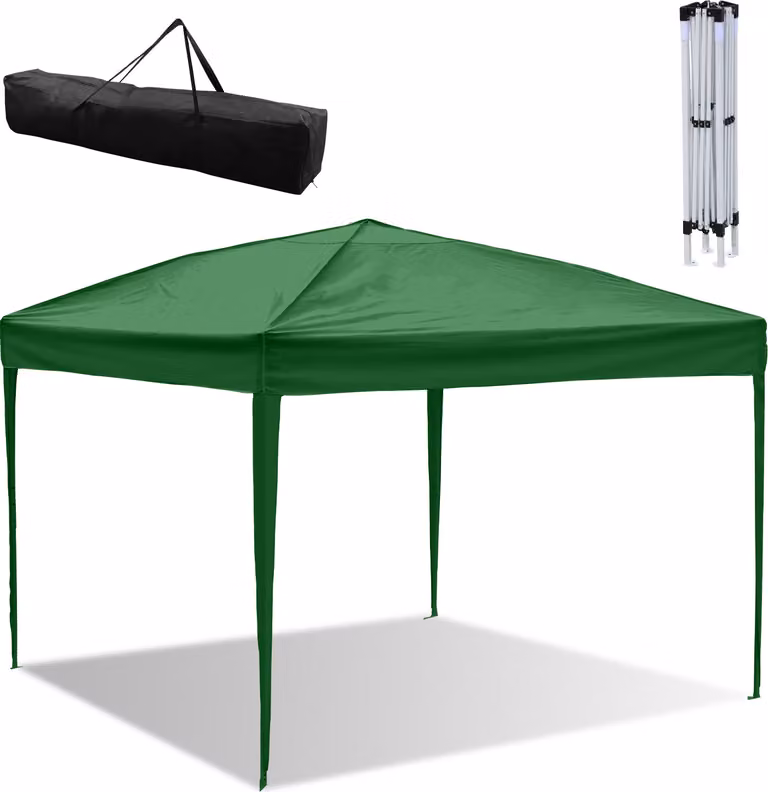Clanmacy gazebo pieghevole 3 x 3 m gazebo pieghevole da giardino, protezione UV 50+ gazebo e tende per feste senza lati verde
