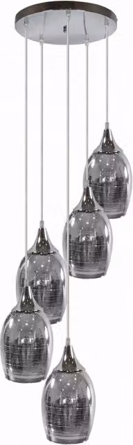 Lampadario a sospensione Candellux Marina in metallo e vetro cromo con 5 x E27, altezza regolabile