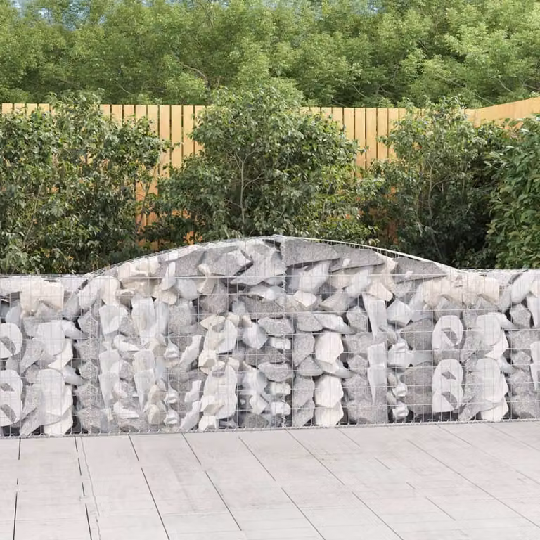 Set di 5 Cesti Gabbioni ad Arco vidaXL in Acciaio Zincato Grigio L: 400 cm, P: 30 cm, H: 80/100 cm