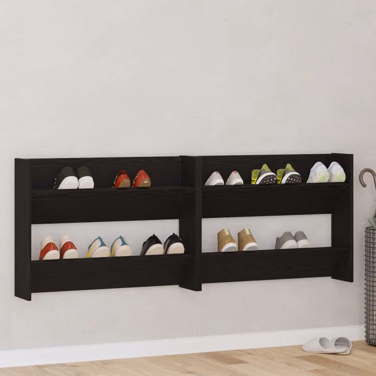 Set di 2 scarpere moderne vidaXL in legno nero, L/P/H: 80 x 18 x 60 cm