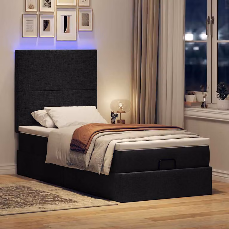 Maison Exclusive - Pouf Letto con Materasso e LED Nero 80x200cm in Tessuto