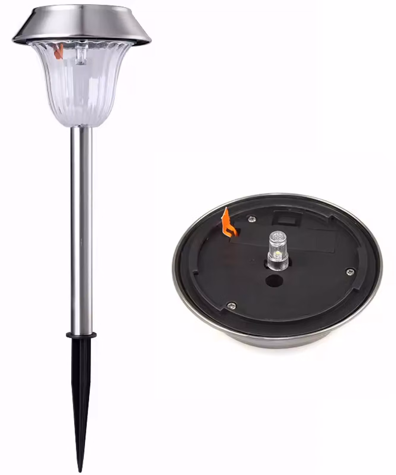 Lampada solare da giardino, modello MP4808, colore argento, Myers Power (confezione da 2 pezzi)