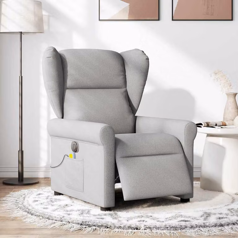 vidaXL Poltrona Reclinabile Massaggio Elettrica Grigio Nuvola Tessuto