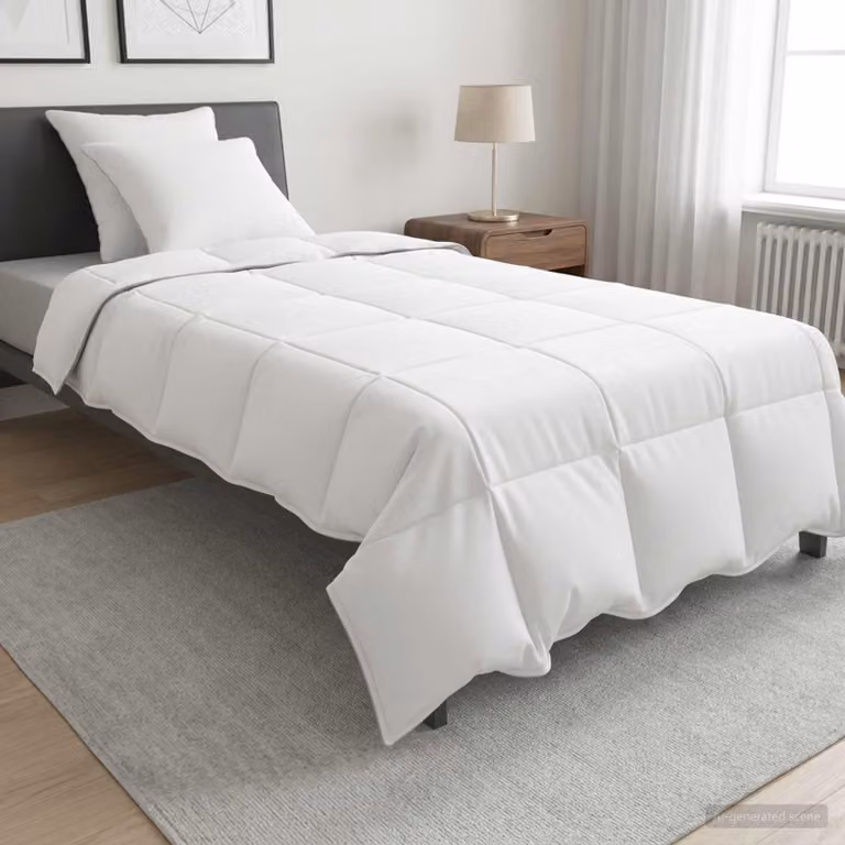 Set di piumoni e cuscini vidaXL in bamboo e poliestere, bianco, L 155 x P 220 cm