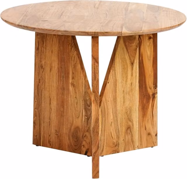 Tavolo da pranzo rotondo in legno di acacia BELIANI, colore marrone, L/P: 100 x 100 cm, H: 75 cm, design rustico – 1