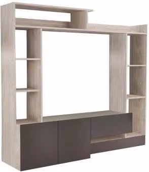 Parete Soggiorno Entry Pino Chiaro e Grigio - Dimensioni: cm 180 x 28/40 x 165 h