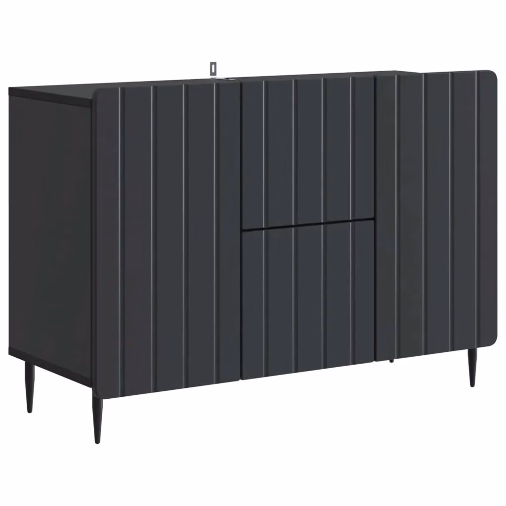 Credenza moderna vidaXL in MDF e metallo, colore nero opaco, L 89 cm x P 34,5 cm x H 62 cm – 2