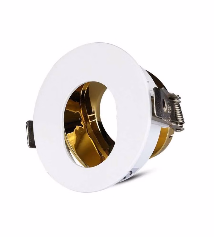 Portafaretto LED da Incasso GU10 Rotondo Orientabile con Foro Ovale Colore Bianco con Interno Oro