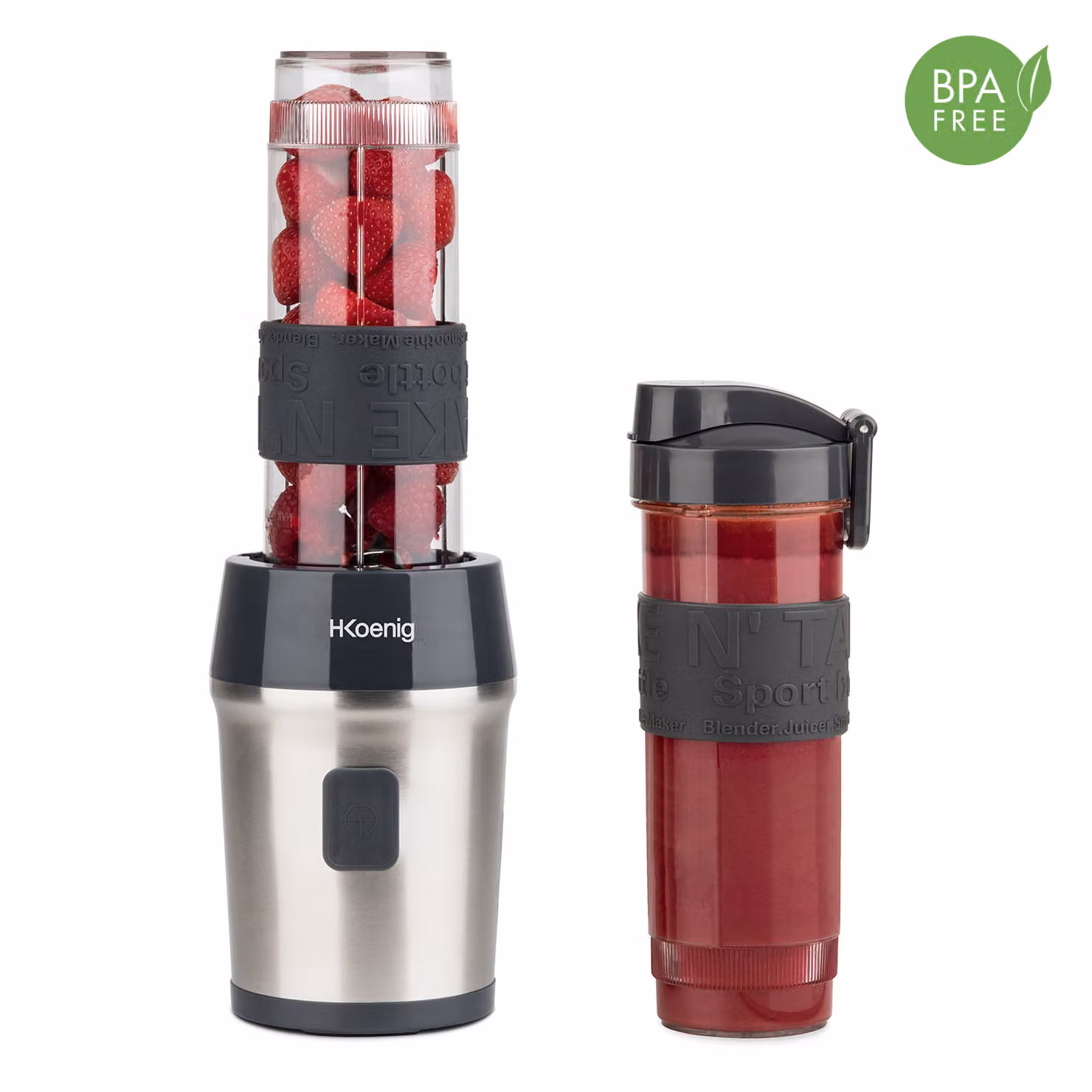 Frullatore portatile H.Koenig SMOO9 grigio con caraffa da 0,57 l e lame in acciaio inossidabile – 3