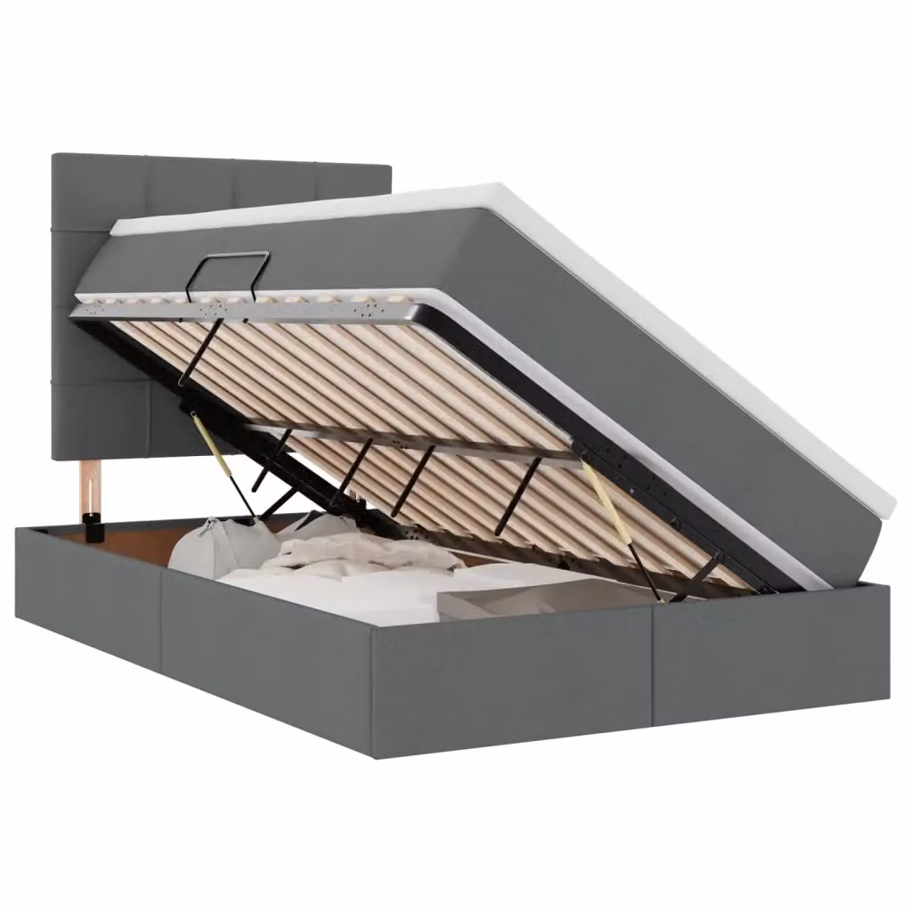 Letto con contenitore e materasso vidaXL moderno in tessuto grigio L: 120 cm, P: 200 cm, H: 128 cm – 2