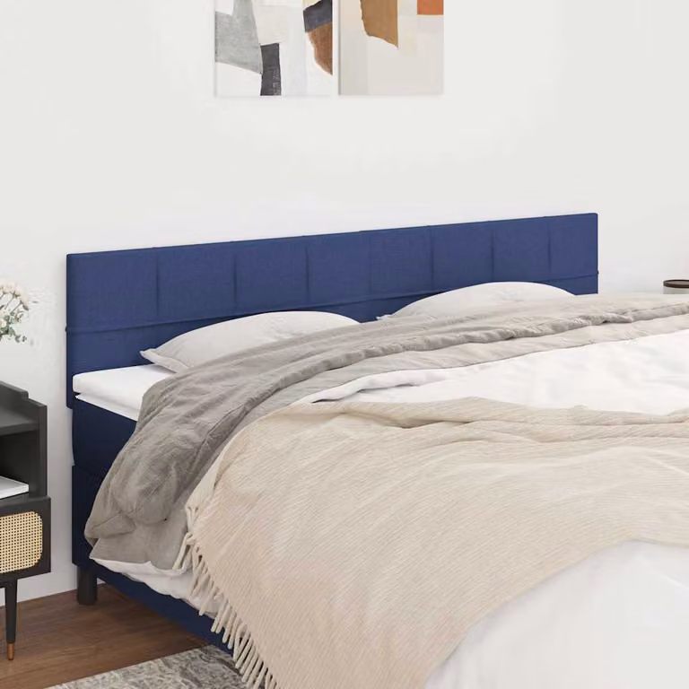 Testiera per letto vidaXL in tessuto blu con struttura in legno di larice L: 200 cm, P: 5 cm, H: 78-88 cm