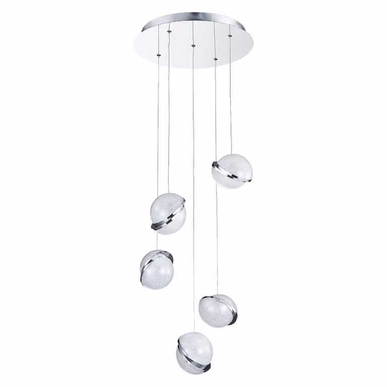 Lampada a sospensione LED MALCOLM 40W, 4000K, colore argento/cristallo, Ø: 40 H: 110 cm