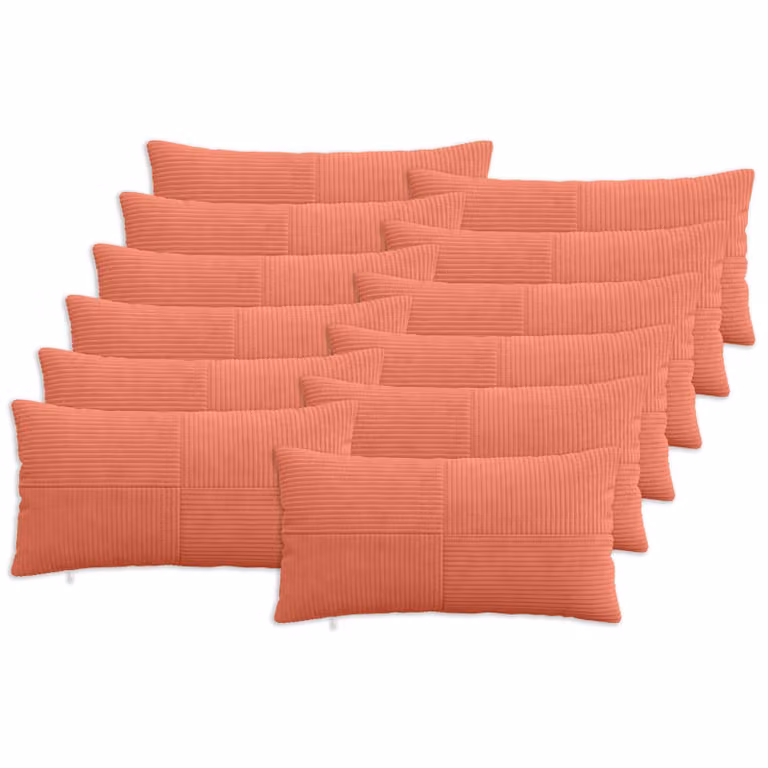 Set di 12 federe vidaXL ALMELO in velluto a coste, colori rosso e arancio, L 80 x P 40 cm