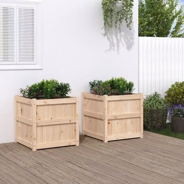 Set di 2 fioriere da giardino vidaXL in legno per orto e giardini ornamentali L/P/H: 60 x 60 x 60 cm – 1