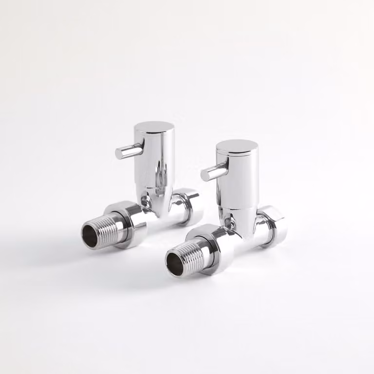 Paio di Valvole Diritte Minimaliste per Radiatore - Cromate - Select