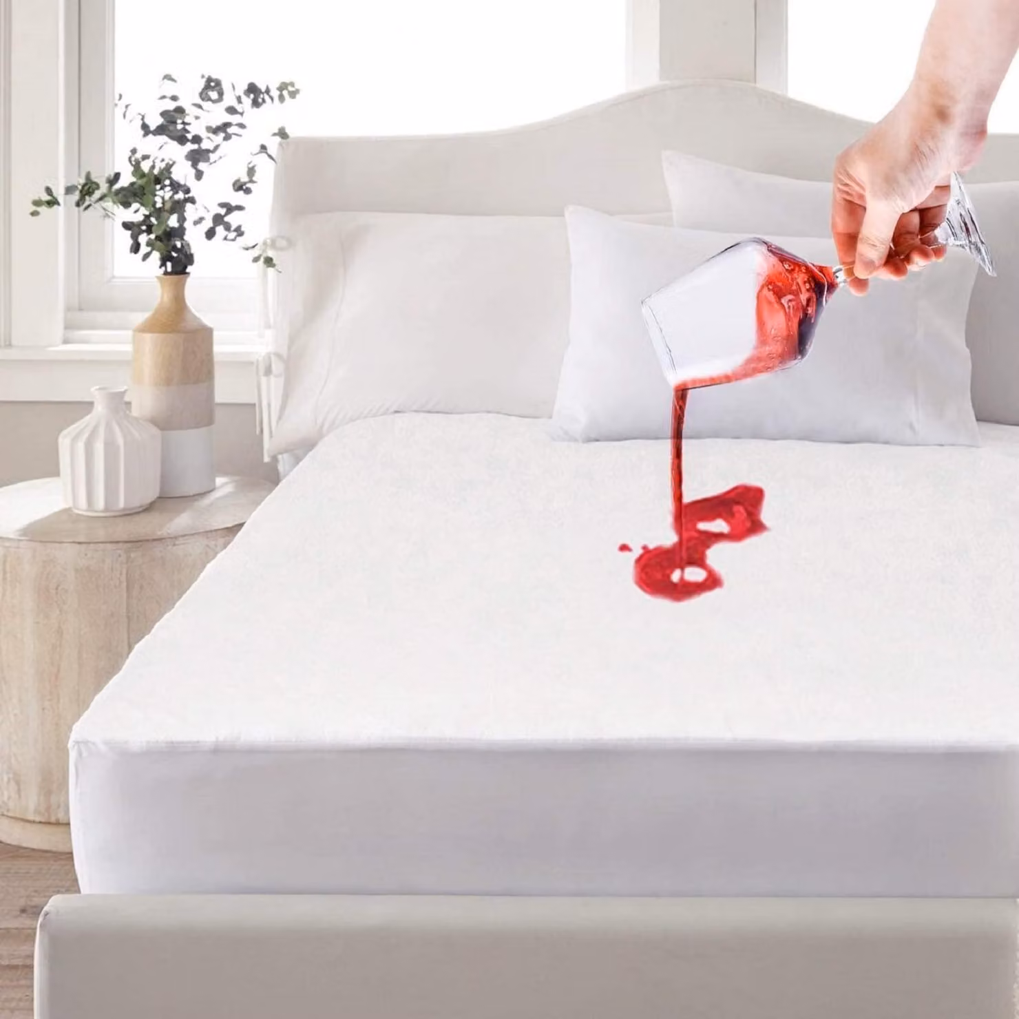 Coprimaterasso impermeabile, 70x160 cm, altezza 30 cm, ipoallergenico, bianco