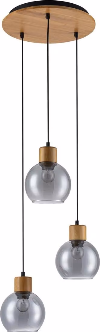 Italux Velma Lampada a sospensione a 3 luci Design in legno e vetro