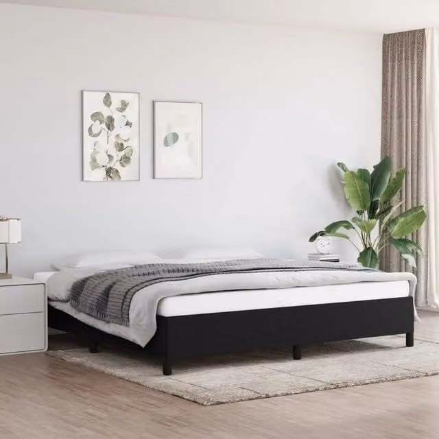 Struttura Letto Giroletto Design Mania in Tessuto Nero L/P/H: 200 x 200 x 35 cm