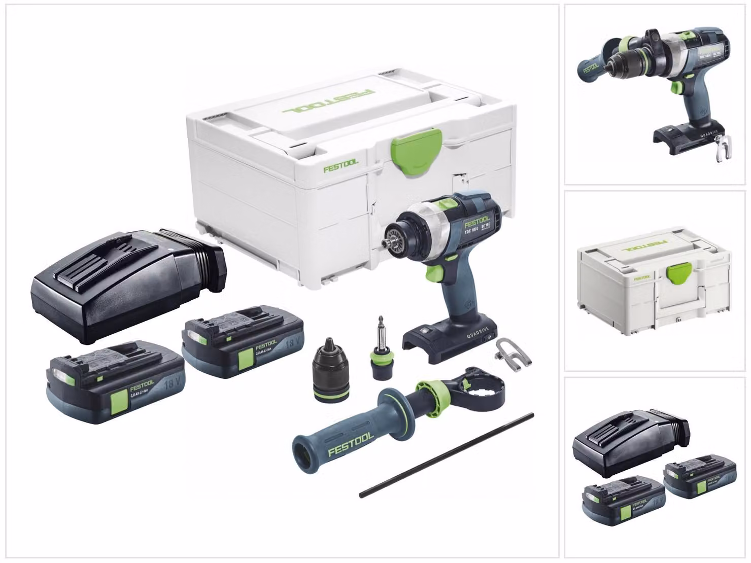 Trapano avvitatore a batteria Festool TDC 18/4 I-Basic 18 V 75 Nm brushless + 2x batteria ricaricabile 3,0 Ah + caricabatterie + systainer