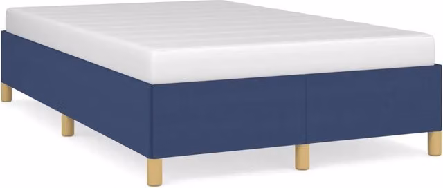 Letto matrimoniale per adulti con giroletto in tessuto blu e struttura a doghe in legno L/P/H: 120 x 200 x 35 cm – 1