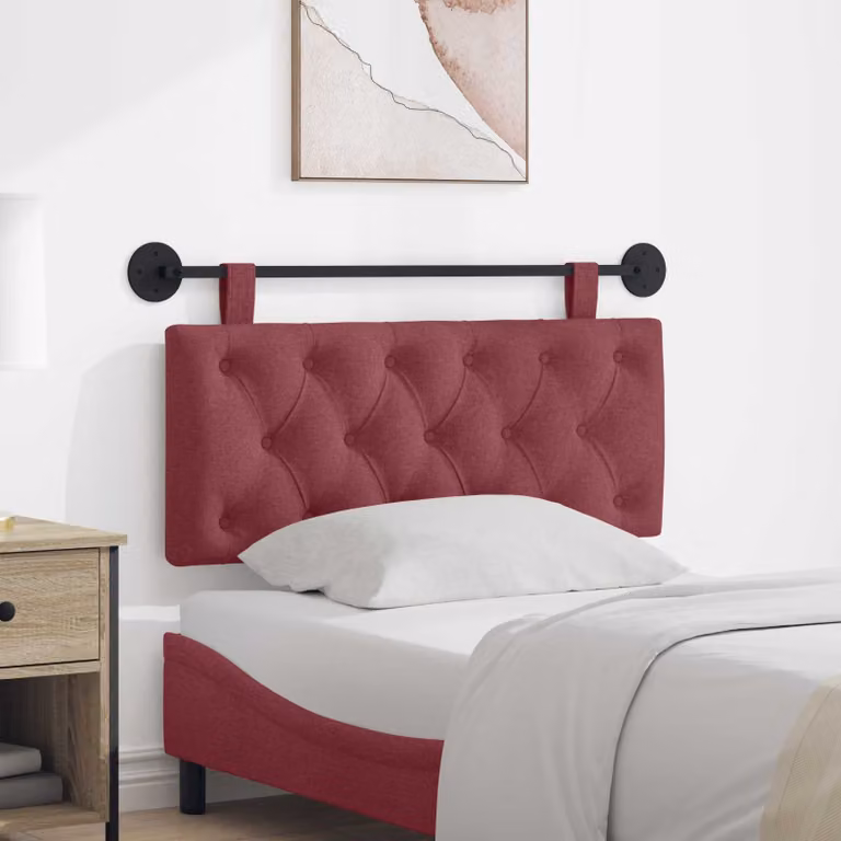 Testiera del letto sospesa vidaXL in tessuto rosso con pannello imbottito e struttura in legno e metallo L: 110 cm, H: 55 cm, P: 7 cm